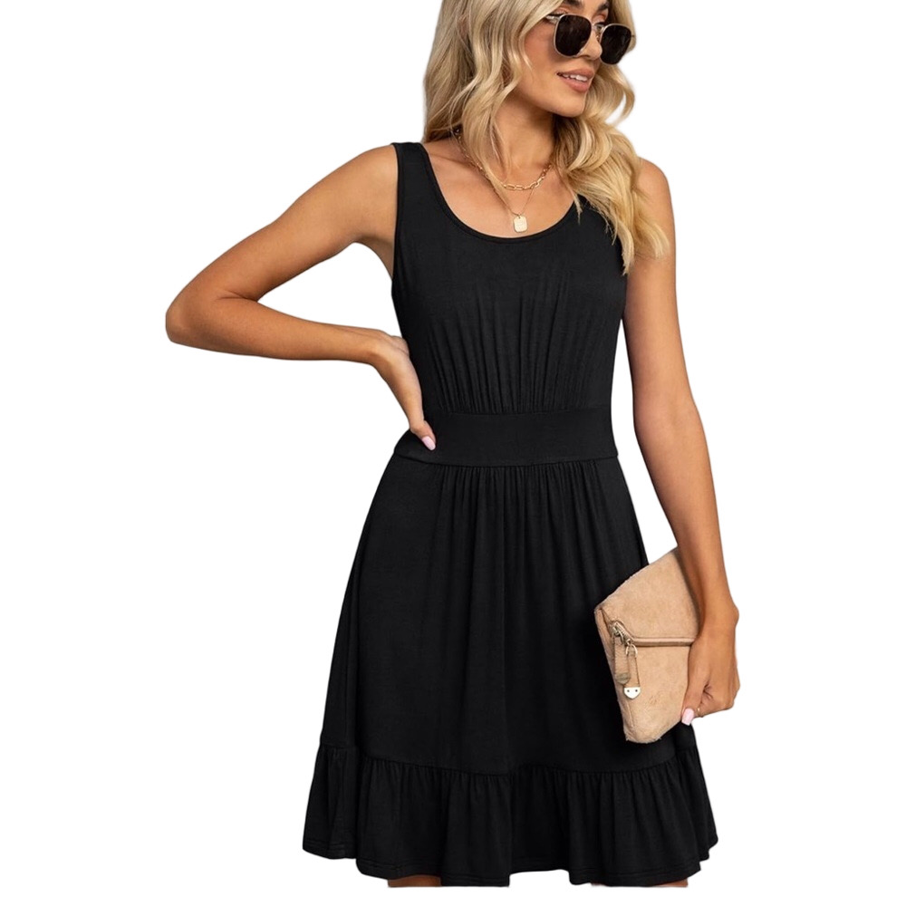 Chic Black Sleeveless Sundress Lilbetter Plus Size Flowy Summer Casual Elegant